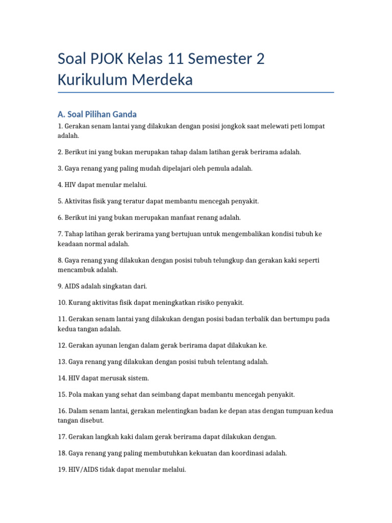 5 Rahasia Lolos Ujian dengan Berlatih Contoh Soal PJOK Kelas 11 Semester 2 Terbaru 2026