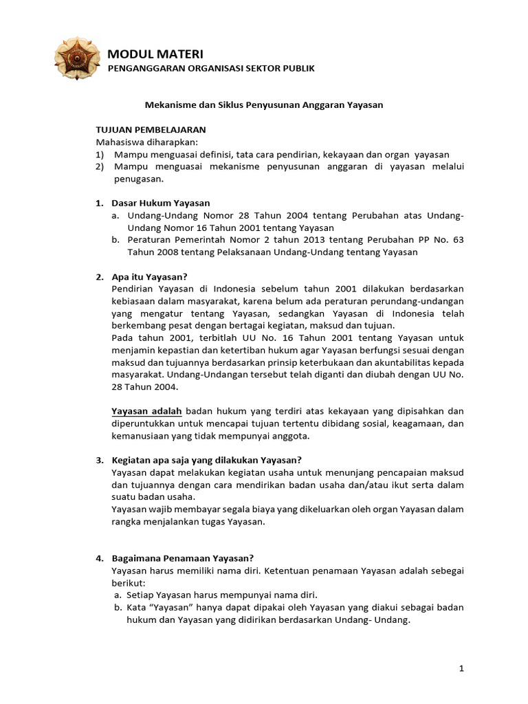 Modul Penganggaran OSP - Pendirian Tata Cara Kekayaan Dan Modul Penganggaran OSP - Pendirian Tata Cara Kekayaan Dan