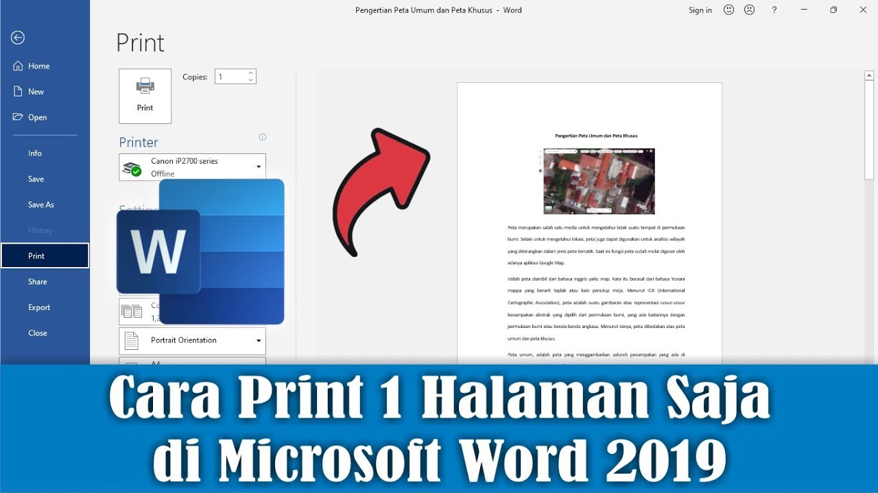 Cara Mudah dan Cepat Print 1 Halaman Saja di Word 2019