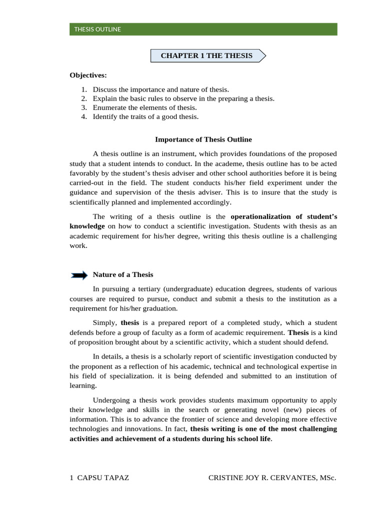Module in Thesis Outline 1 PDF Thesis Knowledge