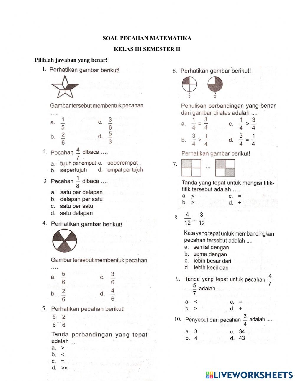 Mengasah Kemampuan Matematika Contoh Soal UKK Matematika Kelas 3 KTSP