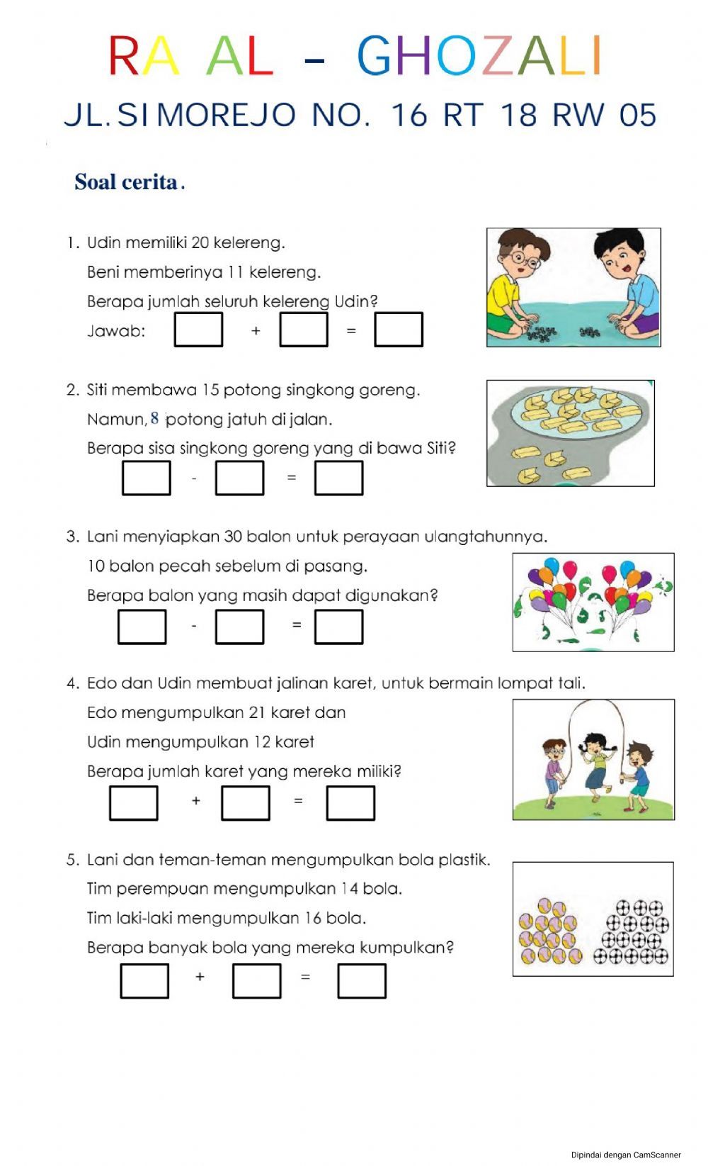 Soal cerita interactive worksheet Matematik Çocuk aktiviteleri