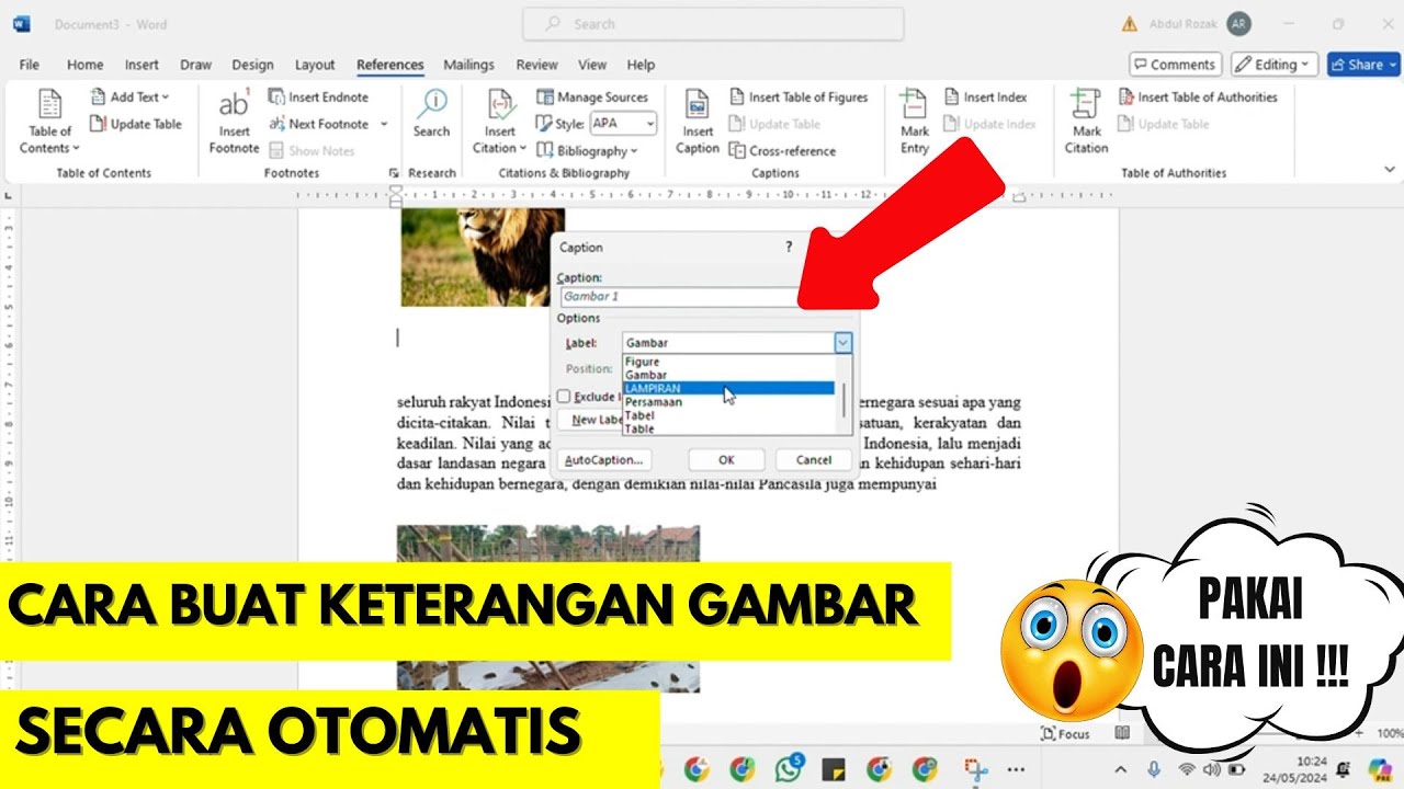 Cara Membuat Keterangan Gambar Otomatis di Microsoft Word - YouTube