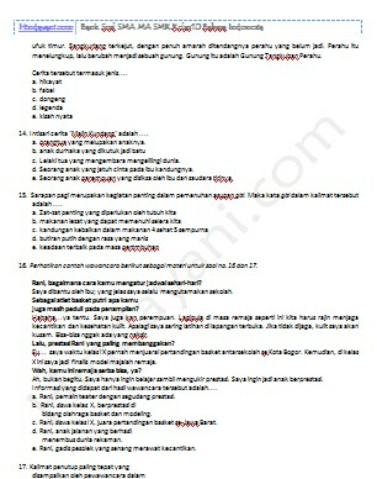 7 Contoh Soal UAS Bahasa Indonesia Kelas 10 SMK Semester 1 yang Wajib Kuasai Sebelum Ujian