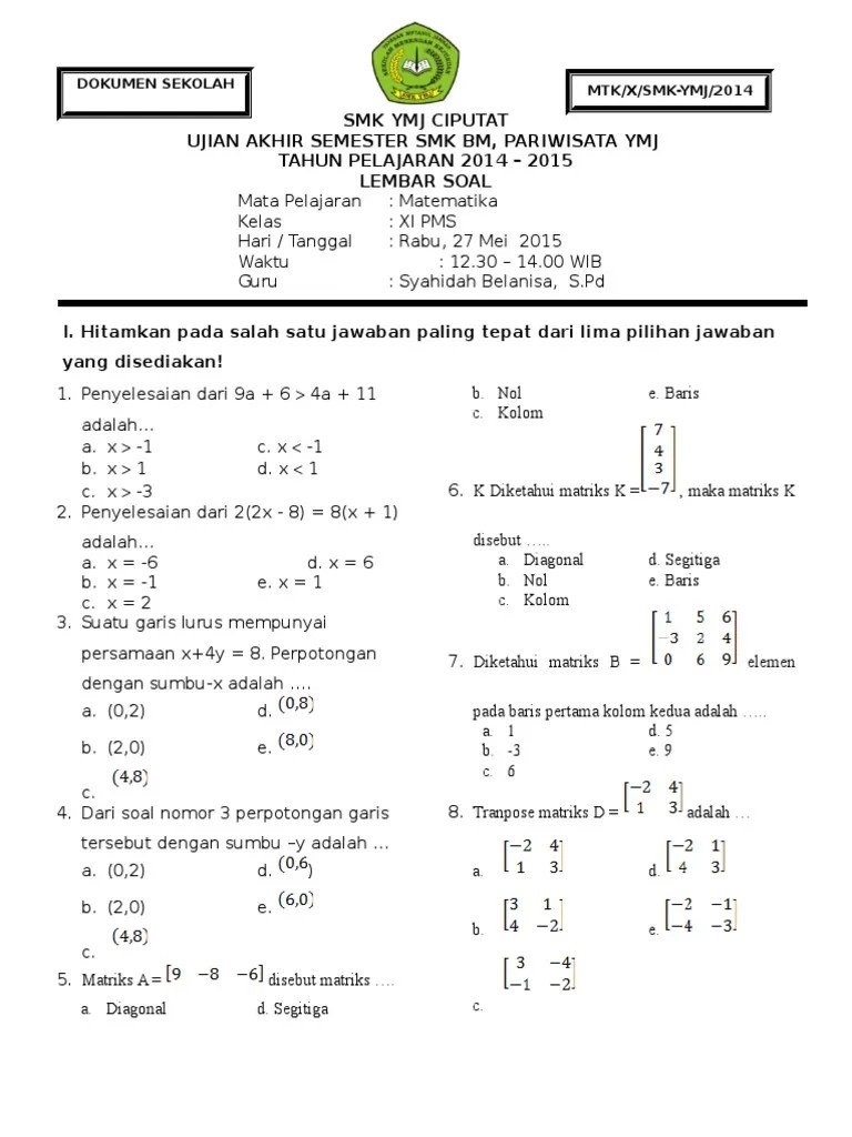 Akhirnya Terungkap: 5 Contoh Soal Matematika Kelas 11 Semester 2 dan Pembahasannya yang Sering Muncul di Ujian