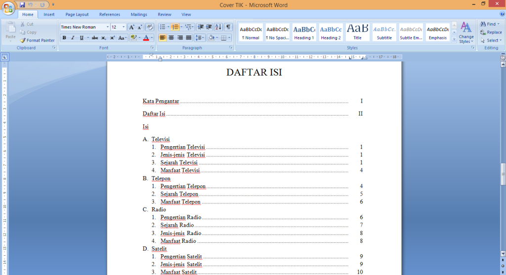 Cara Mengubah Nomor Daftar Isi di Ms Word 2007 Ternyata Semudah Ini, Wajib Tahu