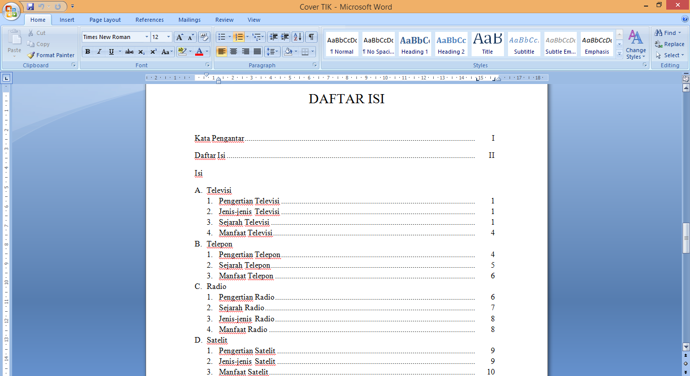 Cara Mengubah Nomor Daftar Isi di Ms Word 2007 Ternyata Semudah Ini, Wajib Tahu