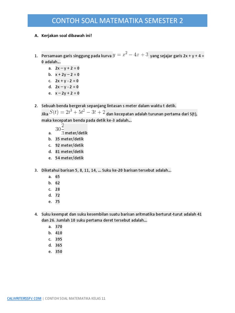 Contoh Soal Matematika Kelas 11 Sem 2 PDF Metode Bahan Ajar Contoh Soal Matematika Kelas 11 Sem 2 PDF Metode Bahan Ajar