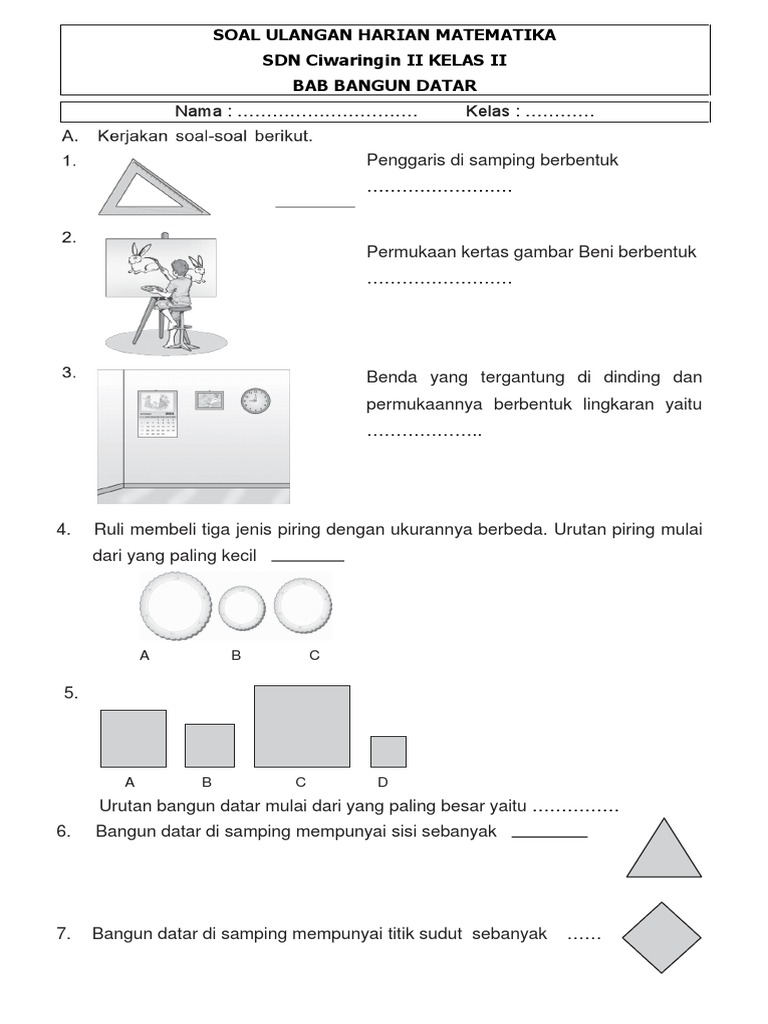 Soal Bangun Datar Kelas 2 SD PDF Soal Bangun Datar Kelas 2 SD PDF