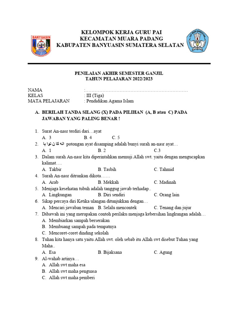 Terbukti! 7 contoh soal k 13 pai kelas 3 semester 1 untuk nilai tinggi 2026