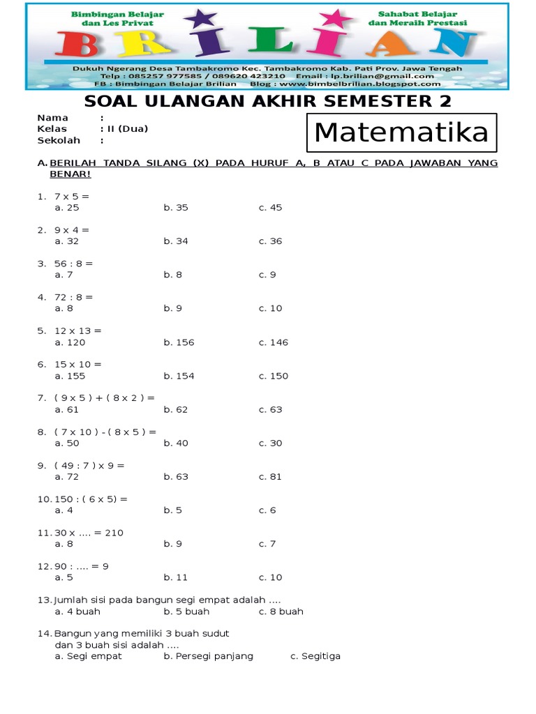 Latihan Soal Kelas 5 Semester 2