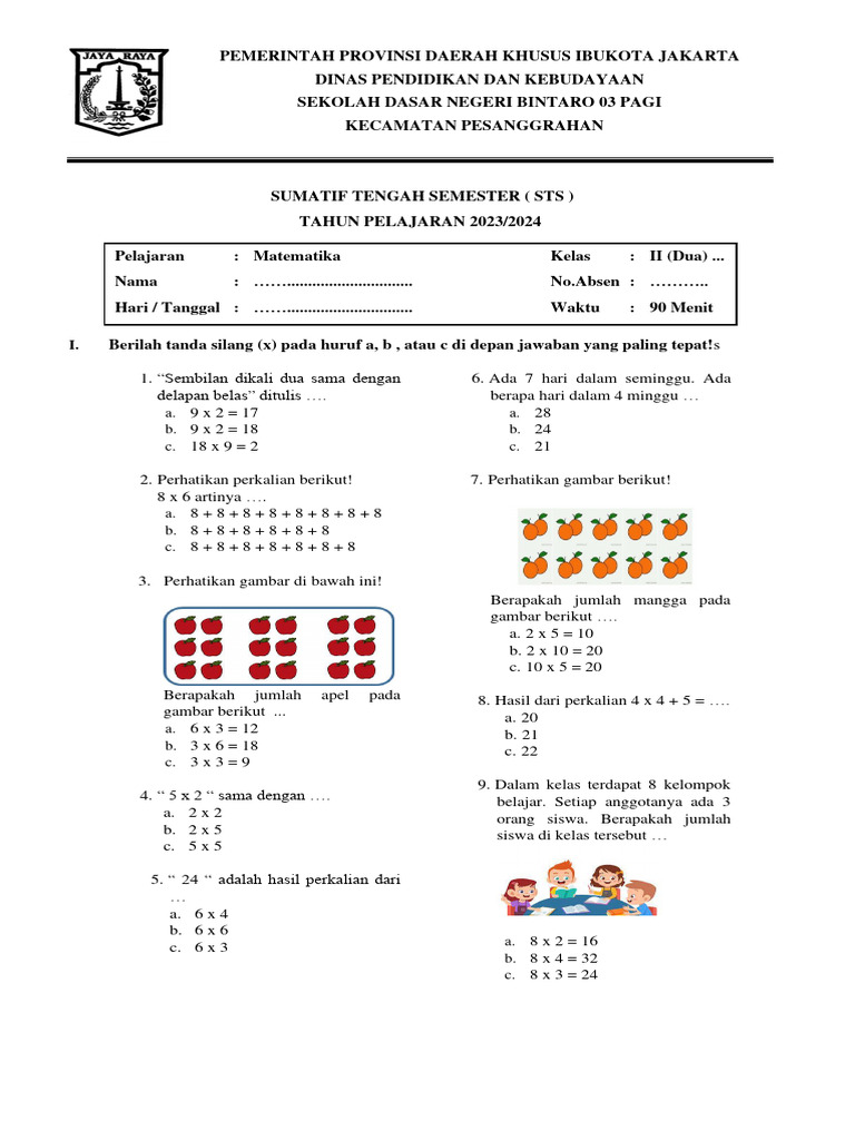 Contoh Soal Matematika Kelas 2 MI yang Sering Muncul di Ujian, Ternyata Ini Trik Cepat Mengerjakannya!