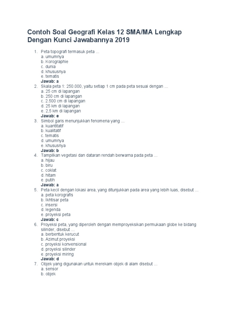 5 contoh soal geografi kelas xii semester 2 beserta jawaban wajib kuasai sebelum ujian