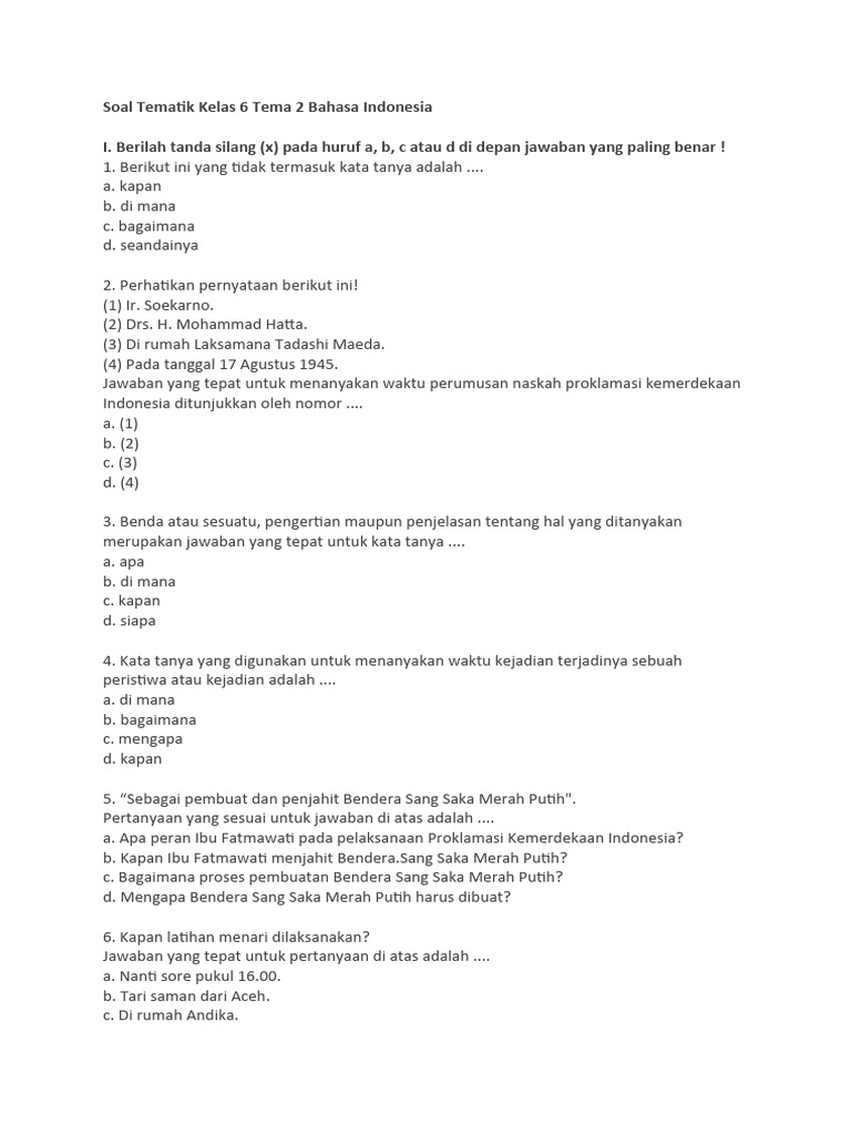 7 Rahasia Contoh Soal HOT Bahasa Indonesia Kelas 6 SD Tema 2 yang Wajib Tahu Sebelum Ujian