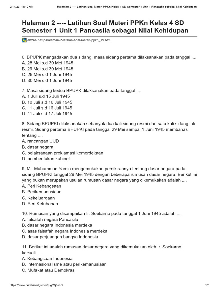 25 Soal PKN untuk Kelas 4 SD Terkait Persatuan dan Kesatuan yang Wajib Kamu Kuasai