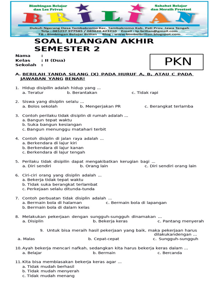 Latihan Soal PKN Kelas 2 SD Semester 2 dan Kunci Jawaban Terbaru Agar Anak Juara Latihan Soal PKN Kelas 2 SD Semester 2 dan Kunci Jawaban Terbaru Agar Anak Juara