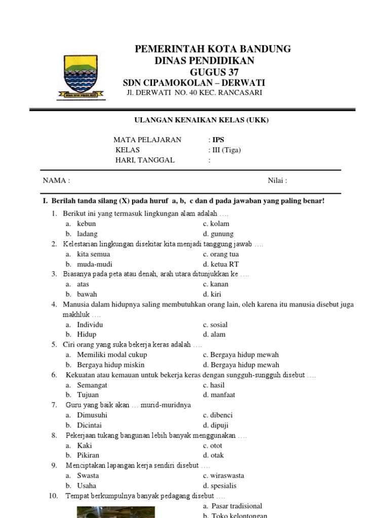 Rahasia Lulus Nilai Sempurna dengan Soal Soal UKK IPS Kelas 3 SD Tahun 2018 Terbaru