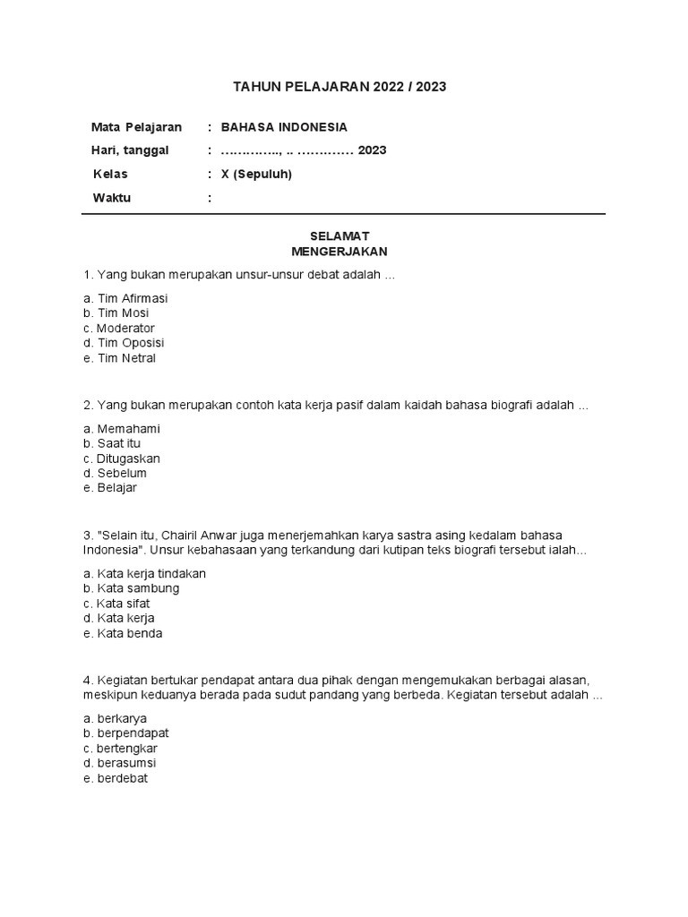 Rahasia Lulus Ujian dengan soal bahasa indonesia kelas 10 semester 2 pdf Terbaru