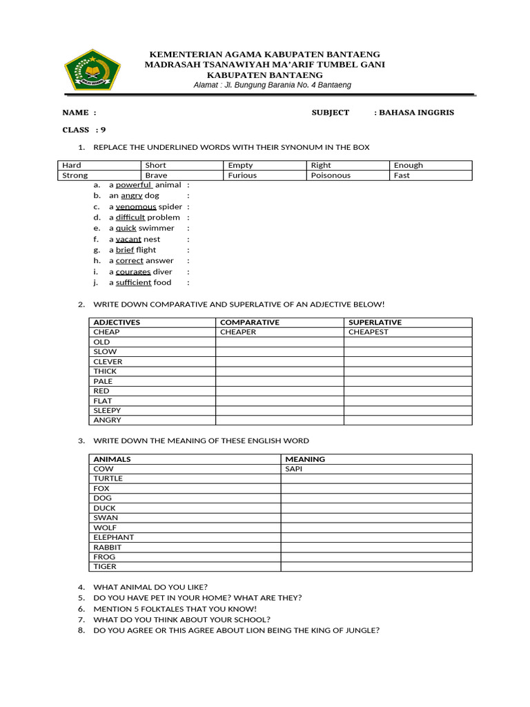Rahasia Lulus Ujian dengan soal bahasa inggris kelas 9 semester 2 pdf terbaru Rahasia Lulus Ujian dengan soal bahasa inggris kelas 9 semester 2 pdf terbaru