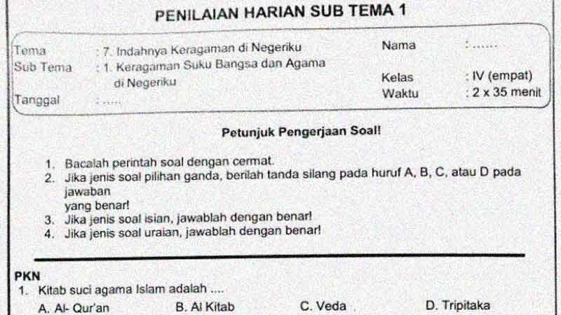 Wajib Tahu Jawaban soal pkn tematik tema 7 subtema 1 kelas 4 Agar Nilai Langsung Bagus