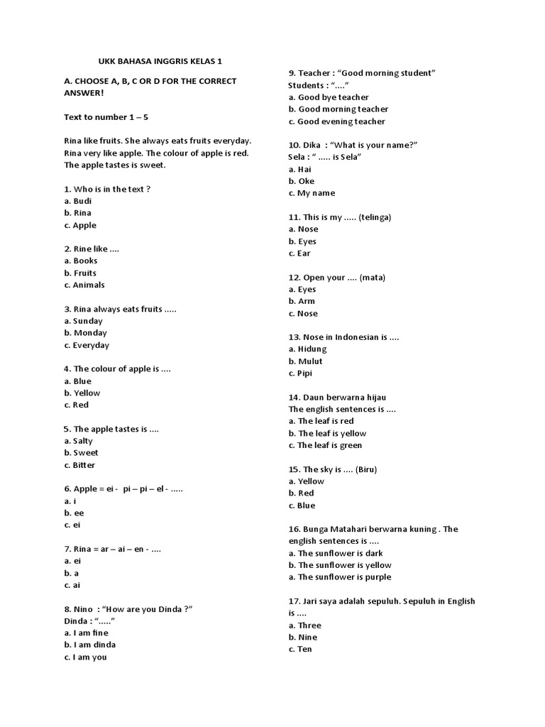 Wajib Tahu Rahasia Lulus dengan soal soal ukk bahasa inggris kelas 1-3 pdf Terbaru Wajib Tahu Rahasia Lulus dengan soal soal ukk bahasa inggris kelas 1-3 pdf Terbaru